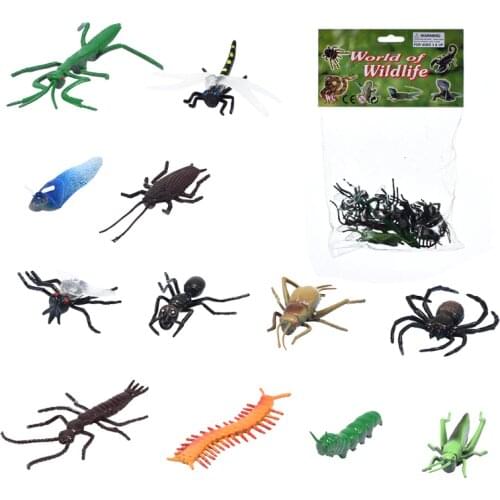 12 PCS Novelty Luminous Insect Luminous Animal Model Tricky Toys Childrens Educational Cognitive Toys