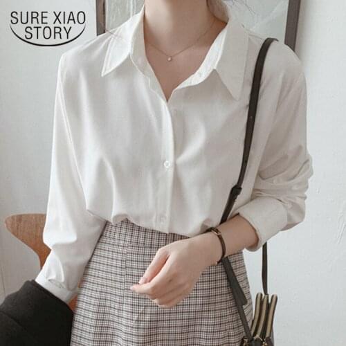 2021 Autumn Plus Size Cardigan Female Tops Solid Chiffon Womens Blouse Casual Long Sleeve Single Breasted Womens Shirts 11362