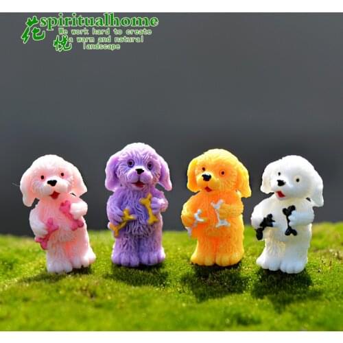 3pcs Kawaii Dog Figurine Miniatures Decoration Accessories Garden Decor for Home Yorkshire Terrier Dachshund Chow