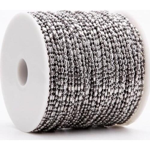5/10/20/50/100 meters Mens Womens Wholesale Top Quality Stainless Steel Bamboo Beads Ball Chain in Lots 1.5/2/2.4/3/3.2mm