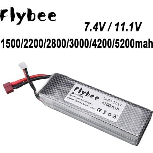 7.4V 2S 11.1V 3S LIPO battery 1500/2200/2800/3000/4200/5200mah Big power battery For RC toy Car Airplane Helicopter parts T Plug