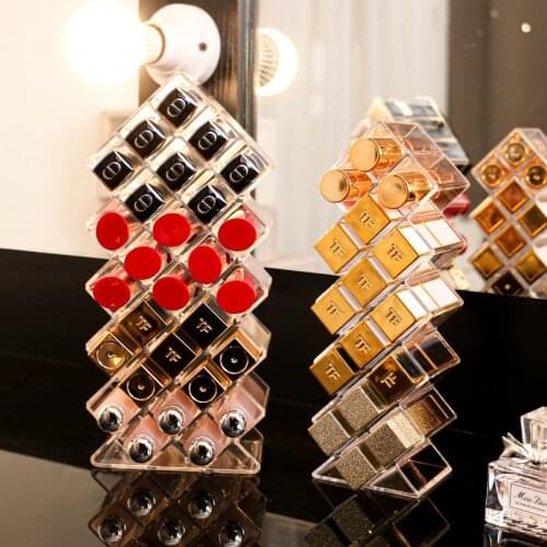 16/28 Grids Acrylic Lipstick Storage Plastic Box Three-dimensional Fish Lip Glaze Cosmetic Organizer Display Stand Storage Rack