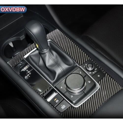 For Mazda 3 Axela 3 2019 2020 LHD RHD Accessories interior Carbon Fiber Gearbox Panel Trim Frame Sticker Decoration Car Styling