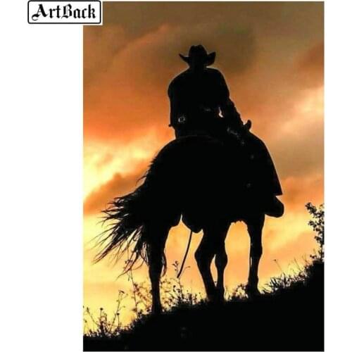 5d diy diamond painting sunset riding icon full square mosaic art resin round drill diamond embroidery wall sticker