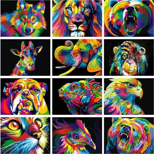 DIY Diamond Painting 5D Mosaic Full Square Hinestones Diamond Embroidery Color Animal Lion Cat Dog Cross stitch Home Decor Gift
