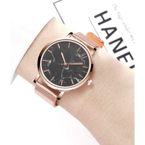Hot Fashion Womens Watches Luxury Marble Women Quartz Wristwatch Rose Gold Stainless Steel Ladies Watch Women Watch Reloj Mujer