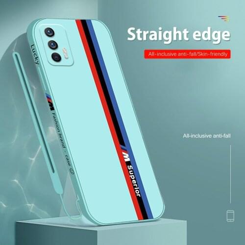 Liquid Silicone Case For Realme GT 5G 6.43" Straight edge Shockproof Shell For Oppo Realme GT Neo GTNeo With lanyard Back Cover