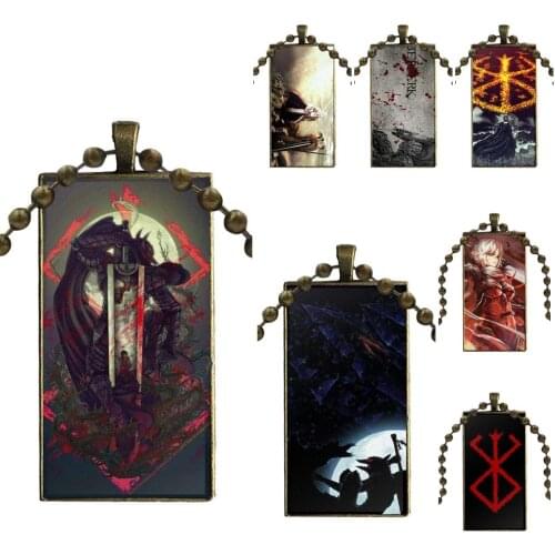 For Guts. Berserk Manga Logo For Women Party Gift Brand Bronze Color Jewelry Fashion Statement Necklace Glass Necklaces Pendants