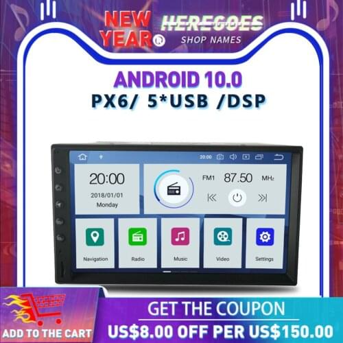 DSP PX6 IPS DSP Android 10.0 4GB RAM+64GB 6 Core Car multimedia player 2 Din for Universal RDS Radio GPS map Bluetooth 5.0 wifi
