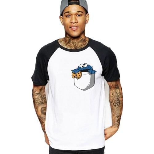 Lovely Cookie Monster T Shirt For Men Crumbs in My Pocket Homme game Neck O Short Sleeve Tshir Hot Sale Adult Streetwear T-Shirt