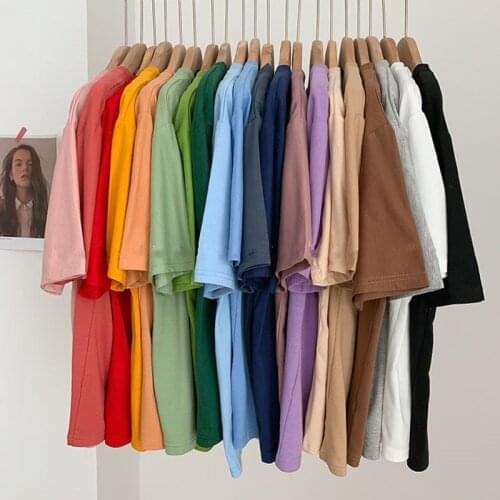 Short-Sleeved T-Shirt Women Summer Pure Cotton T-Shirt Womens Top Casual T-Shirt Tops Female Women Solid Color T-Shirt Clothes