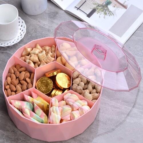 Creative Divided Candy Box With Lid, Living Room Office Transparent Snack Tray Fruit Tray New Year Festive Plastic Dried Fruit