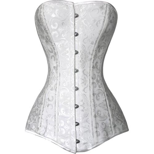 Plus Size Steampunk Corset Double 26 Steel Boned Corset Overbust Long Torso Bustiers Waist Trainer Corsets Shapewear Cincher