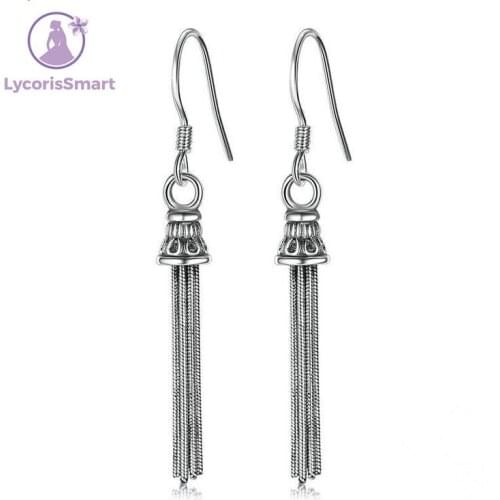 LycorisSmart Sterling Silver 925 tassel fringe Luxury Punk Vintage Retro Sliver for women Jewelry