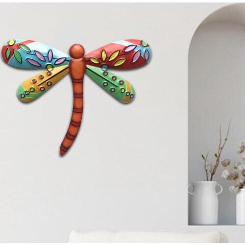 Metal Dragonfly Wall Hanging Garden Patio Backyard Outdoor Sculptures Art