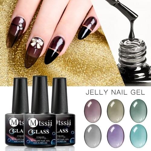 Mtssii 8ml Jelly Glass Candy Gel Nail Polish Summer Attribute Translucent Neon Color Soak Off UV Varnish Mirror Titanium Gel