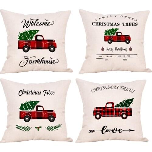 New Christmas Linen Pillowcase Lattice Letter Explosion Sofa Car Cushion Customized Gift Christmas Pillow Cover Home Decore