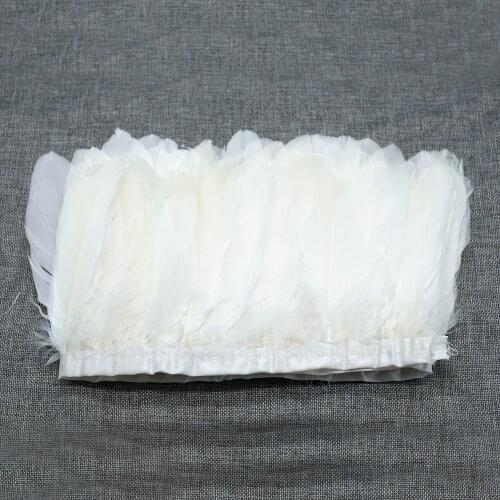 Wholesale 13-18CM White Goose Feather Trim Real Geese Feather Ribbon Fringe Dress Skrit DIY Craft Sewing Material Feathers Plume