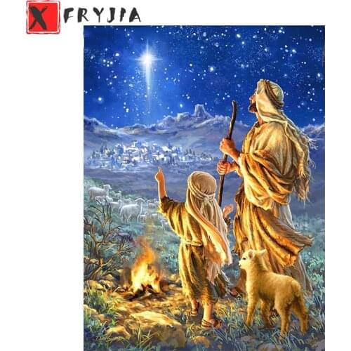 Full Square Diamond Painting Religious Jesus and Child Mosaic Needlework Picture Rhinestones Diamond Embroidery Sale Home Decor