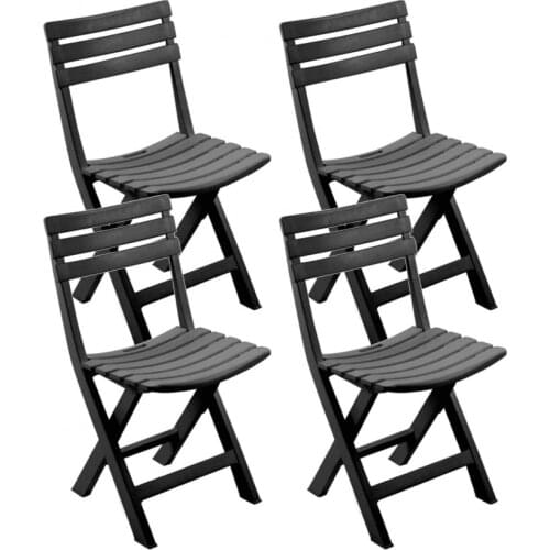 Pack 4 folding chairs resin Birki anthracite 44x41x78cm Progarden