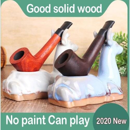 Retro Ebony Pipe Straight 9CM Filter Ebony Pipe Carving Solid Wood Environmental Decompression Cigarette Fitting