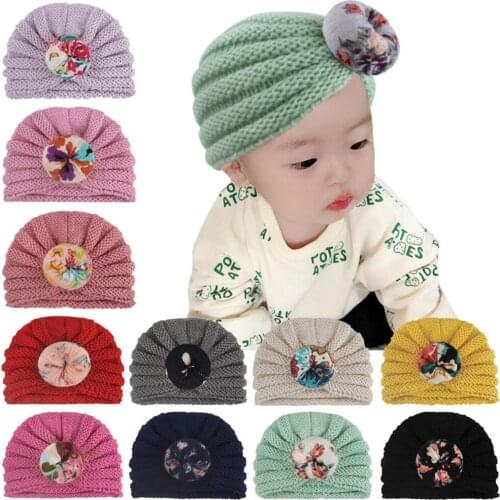 2020 Children Accessories Cap Newborn Kids Baby Boy Girl Turban Cotton Beanie Hat Winter Warm Soft Cap