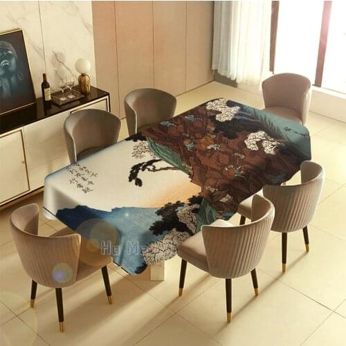 Sunset Cliff Climbing Painting Tablecloth Indoor And Outdoor Art Decoration