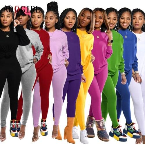 Casual Women Solid Tracksuit Long Sleeve 2 Piece Set Outfis Top And Pants Suit Jogging Femme Matching Sets 10 Colour 2XL cloth