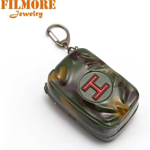 Filmore Playerunknowns Battlegrounds Bag Survival Pack Keychain PUBG Chain Alloy Metal Props Survival Kit First-aid Packet