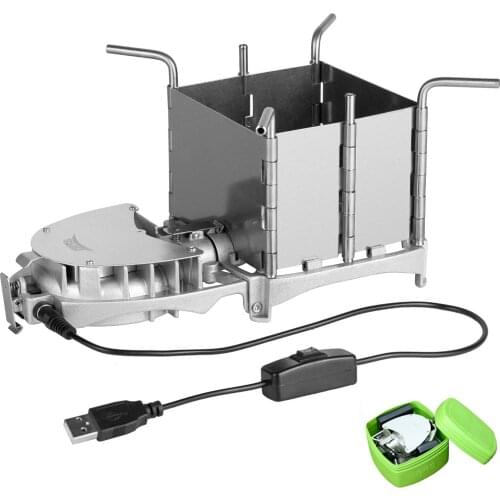 Outdoor Camping Portable Wood Burning Stove Charcoal Burner BBQ Furnace Picnic Electronic Blower Stove Equipment