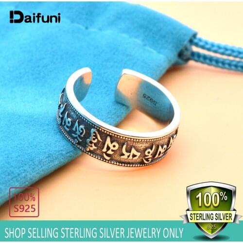 Vintage 925 Sterling Silver Rings Handmade Carved Ancient Egyptian Script Size Adjustable Thai Silver Rings For Men Women Rings