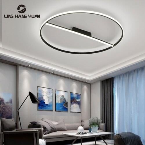 Indoor Lighting Modern Led Chandelier Black Metal Ceiling Chandelier Lighting for Living room Bedroom Dining room Lamps Round