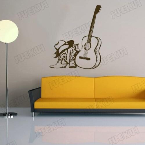 Wild West Country Cowboy Hat Cello Fashion Wall Sticker for Music Room Art Decor Vinyl Wall Decals Living Room Home Murals TA723