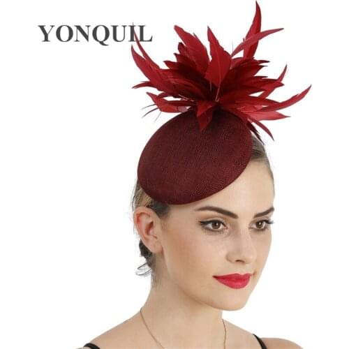 New Chic Wedding Fascinator Hat For Women Bride Wedding Party Millinery Cap Feather Hair Accessories On Hair Clip Or Headband