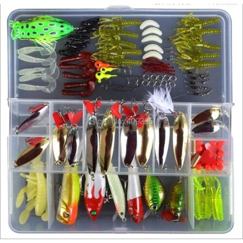 1 set 130pcs fishing lure+1pc fishing tackle box mixed sizes and colors Metal fishing hook Free shipping