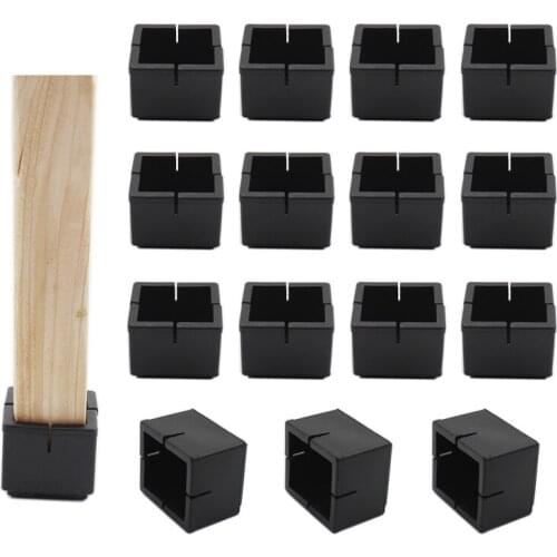 16Pack Chair Leg Floor Protectors Chair Leg Caps Length(38-44mm) Width(35-41mm) Table Chair Feet Protectors with Felt Pads Black