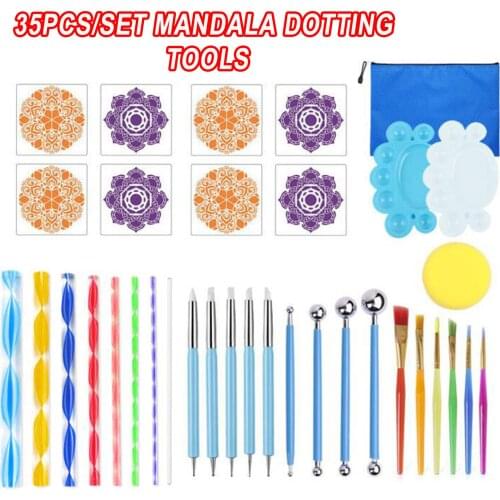 35pcs/Set Mandala Dotting Tools Rock Painting Kits Dot Art Pen Paint Stencil
