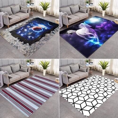 3D Galaxy Space Stars Carpets For Living Room Bedroom Area Rugs Coffee Table Sofa Anti-slip Home Floor Mat Large Carpet Washable