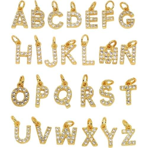 5pc Fashion 26 Letters bling Alloy alphabet Pendant for necklace ABC Words tag Charms for Jewelry DIY accessories