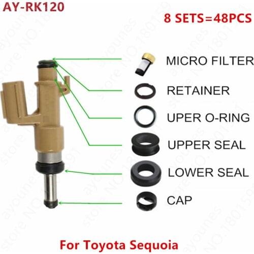 8sets fuel injector repair kit micro filter plastic part rubber seals orings for toyota sequoia for AY-RK120