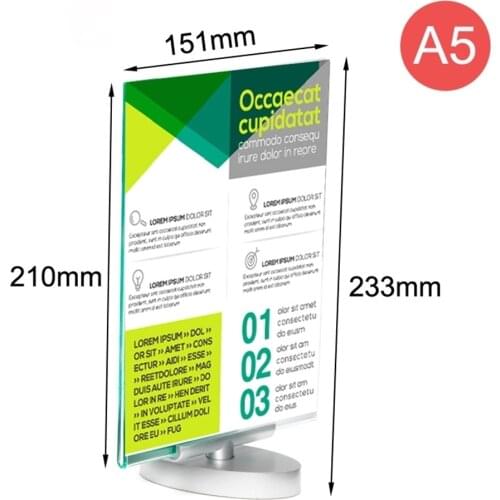 Cover Acrylic Menu Food Name Card Price Tag Display Advertising Poster A5 Table Billboard Rotating Picture Frame Stand