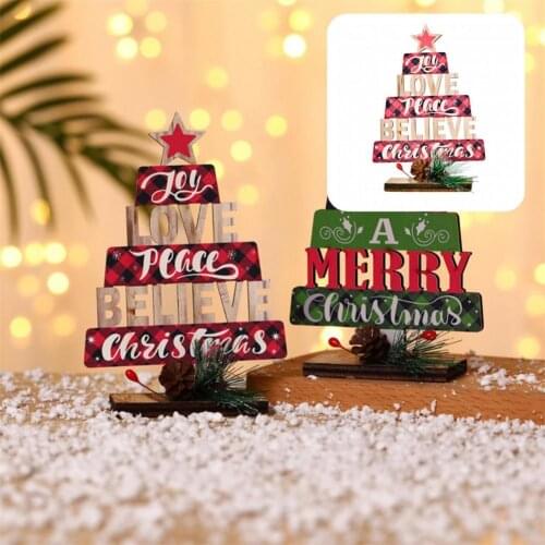 Hollow Out Design Lightweight Xmas Tree Shaped Wooden Ornaments for Household