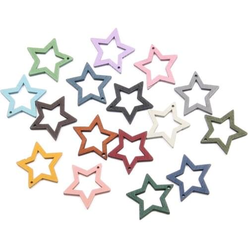 100Pcs Natural Wood Beads Star Shape Pendant Wooden Hollow Charms Pendants For Jewelry Making DIY Earrings Necklace Accessories