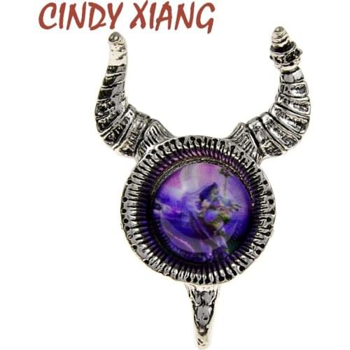 CINDY XIANG New 3 Colors Metal Horns Shape Brooches Funny Hip Hop Animal Bull Head Brooch Pin For Men Jewelry Gift High Quality