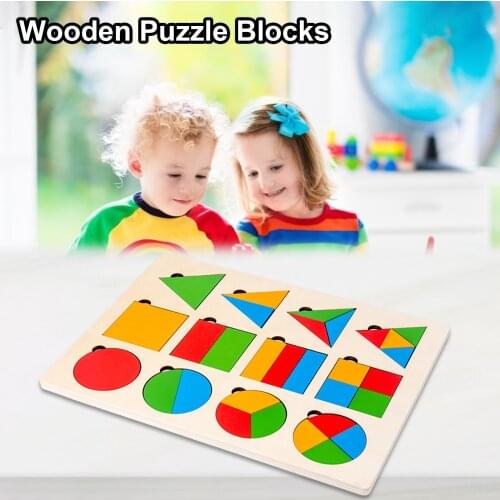 Wooden Geometric Shapes Montessori Puzzle Sorting Math Bricks Preschool Learning Educational Game Baby Toddler Toys For Children