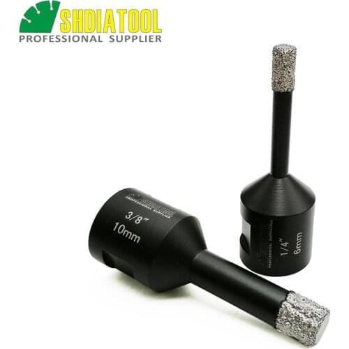 SHDIATOOL 2pcs/set Vacuum brazed diamond Dry drilling with 5/8-11 connection bits Diameter 6mm+10mm(1/4"+3/8") Drill bits