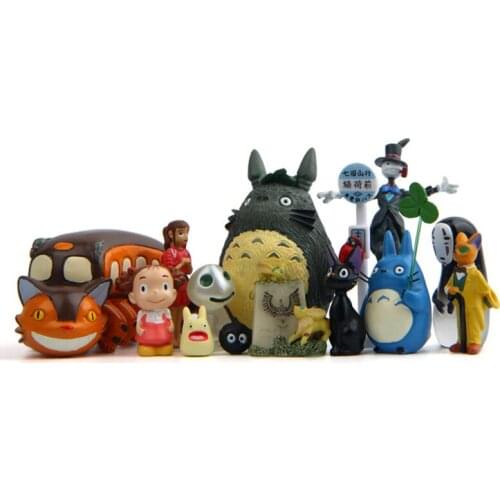 15pcs/lot New Spirited Away Totoro Kikis Cat Princess Mononoke Action Figure Model Toy