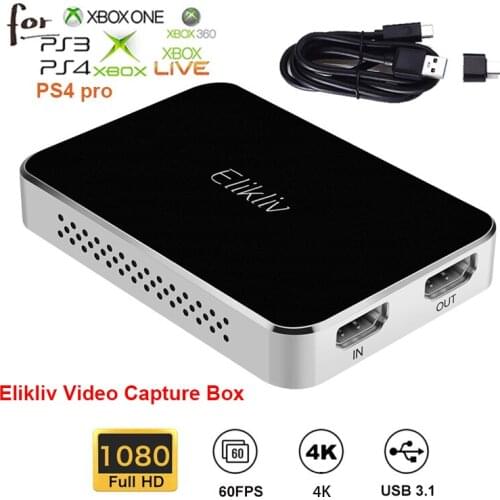 Elikliv USB 3.1Type-C HDMI Capture Card Game Capture Record in 1080P 60fps for PS4 PRO XBOX SWITCH with Mic Ultra Low Latency