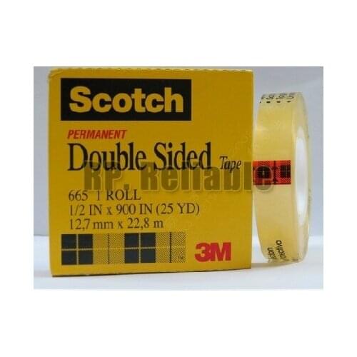 10x 3M Scotch 665 Permanent Clear Double Sided Tape 1/2 *900 IN, 25 YD, 12.7mm*22.8M for Office OA, Film Artwork, PCB Print