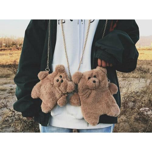 Cute Women Girl Plush Teddy Bear Shoulder Bags Stuffed Bear Crossbody Bag Gift